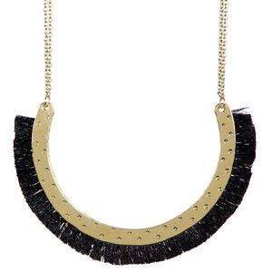 Boho Jardin Black Curved Fringe Pendant Necklace
